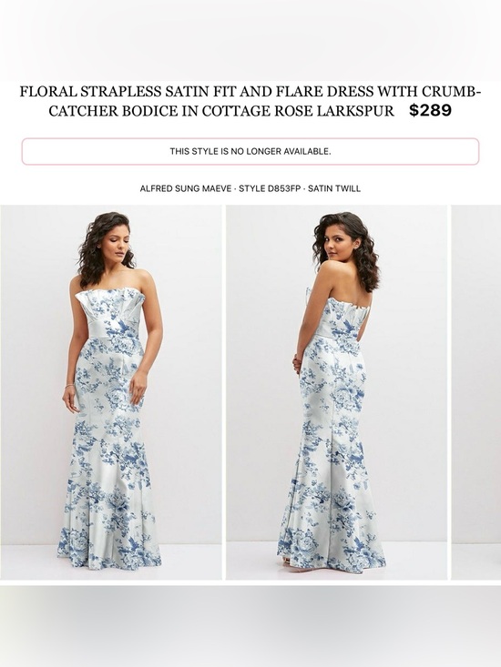 Alfred Dresses & Skirts - Alfred Strapless Floral Satin Gown in White and Blue